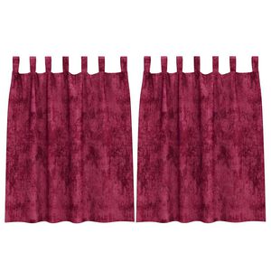 vidaXL Sammetsgardiner med gardiner 2 pcs Vinr&ouml;d 140 x 140 cm Sammet