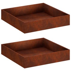 vidaXL Tr&auml;dg&aring;rdsplanterare 2 st Rostig 80 x 80 x 20 cm