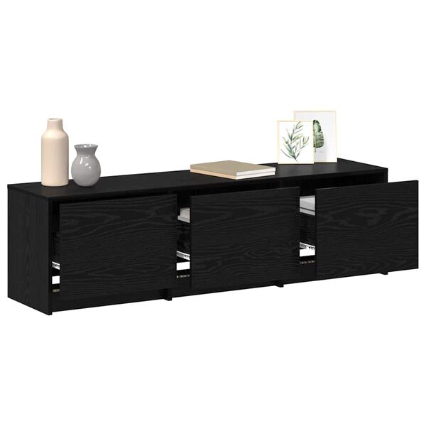vidaXL TV-skåp med LEDs Svart Ek 140 x 34 x 40 cm Konstruerat trä