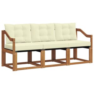 vidaXL Utomhussoffset med kudde 3 pcs Naturlig och Gr&auml;dde