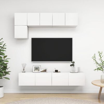 vidaXL Tv-skåp 5 delar vit konstruerat trä