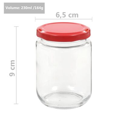 vidaXL Syltburkar i glas med röda lock 96 st 230 ml