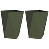 vidaXL Planteringsk&auml;rl 2 pcs Olivgr&ouml;n 50 x 50 x 75 cm St&aring;l