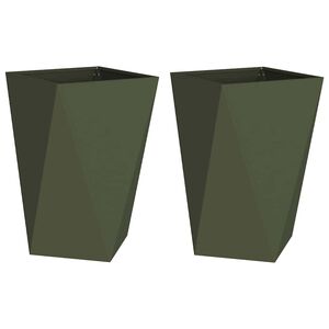 vidaXL Planteringsk&auml;rl 2 pcs Olivgr&ouml;n 50 x 50 x 75 cm St&aring;l