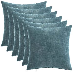 vidaXL Kudd&ouml;verdrag 6 st HEERLEN Bl&aring; 30 x 30 cm Chenilletyg