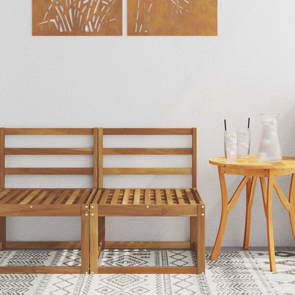 vidaXL Utomhus Mellansoffa Massivt Akaciatr&auml; Naturf&auml;rg 59 x 63 x 73 cm