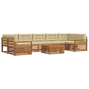 vidaXL Utomhussoffset med kudde 8 pcs Naturlig och Beige