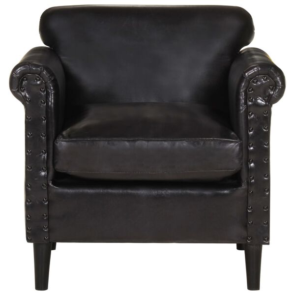 vidaXL F&aring;t&ouml;lj svart &auml;kta skinn