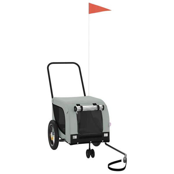 vidaXL Cykelvagn för djur grå och svart oxfordtyg och järn