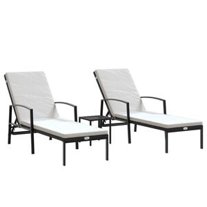 vidaXL Sols&auml;ngar 2 st med bord konstrotting svart