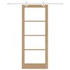 vidaXL Skjutd&ouml;rr Naturf&auml;rg 86 x 211 cm Massivt talltr&auml; och glas