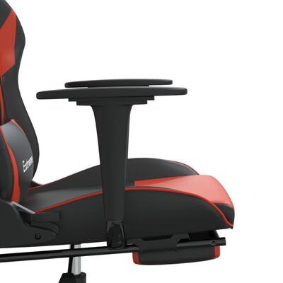 vidaXL Gamingstol med massage och fotstöd svart och röd konstläder