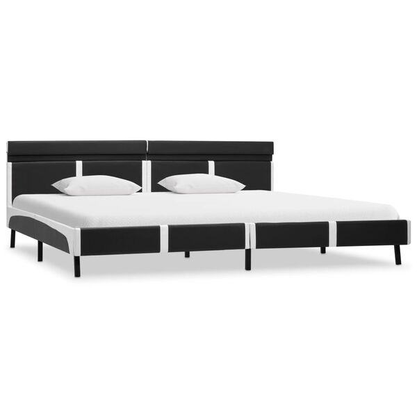 vidaXL S&auml;ngram med LEDs utan madrass gr&aring; konstl&auml;der 180x200 cm