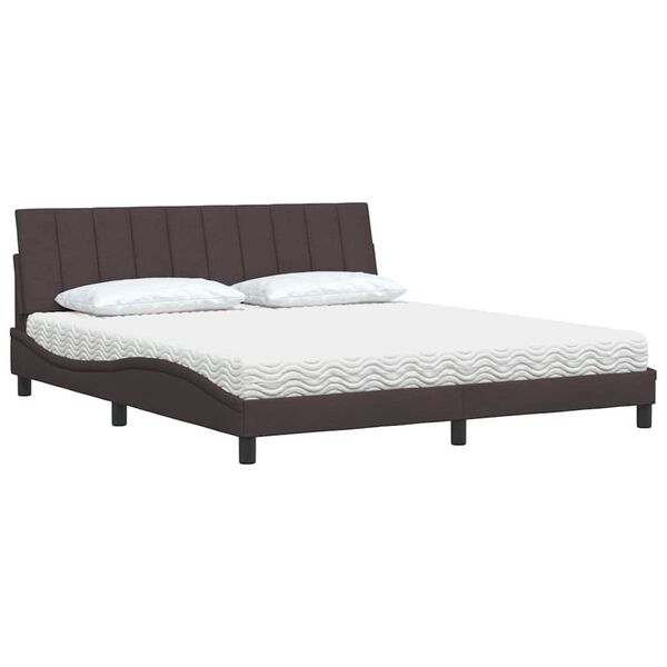 vidaXL Bed with Mattress "Hanko" Dark Brown 180x200 cm Fabric