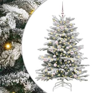 vidaXL Plast Hingad Julgran med LED -remsljus Vit 150 cm PE och PVC