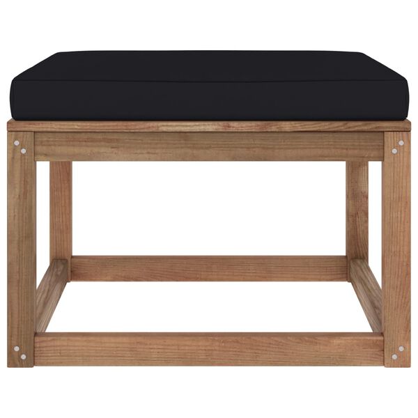 vidaXL Fotpall f&ouml;r tr&auml;dg&aring;rden med svart dyna