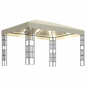 vidaXL Paviljong med ljusslinga LED 3x4 m gr&auml;ddvit