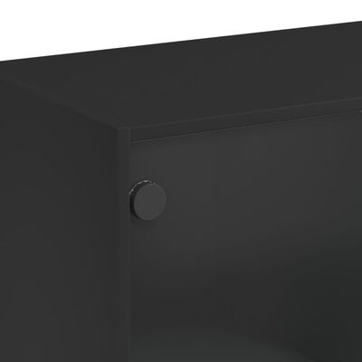 vidaXL Sidoskåp med glasdörrar svart 68x37x75,5 cm