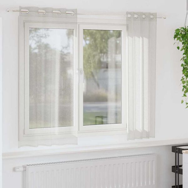 vidaXL Voile Gardin med gardiner 2 pcs Kr&auml;m 175 x 140 cm Polyester