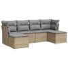 vidaXL Soffgrupp f&ouml;r tr&auml;dg&aring;rden med dynor 6 delar beige konstrotting