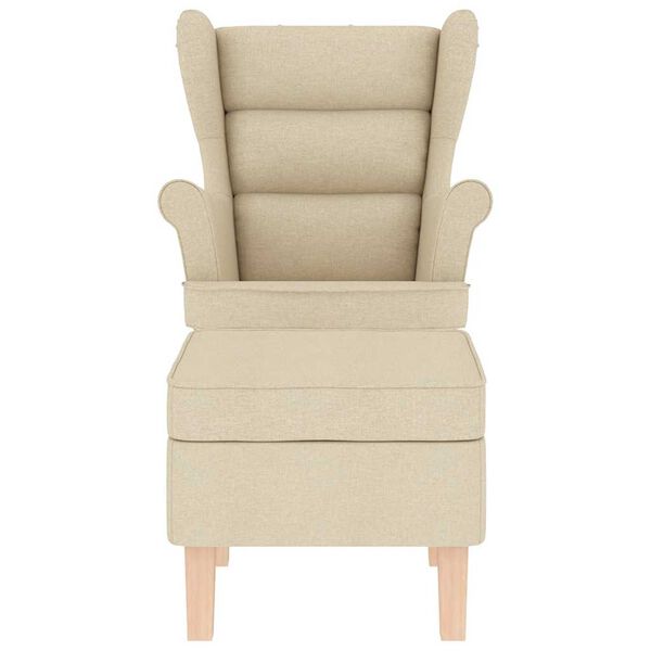 vidaXL Gungstol med fotpall gr&auml;ddvit tyg