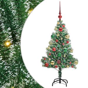 vidaXL Konstgjord Julgran Sn&ouml;flockad med LED Ljus Gr&ouml;n och Vit 120 cm