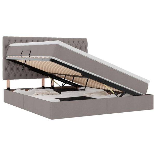 vidaXL F&ouml;rvaringss&auml;ng med LED med madrass Taupe 160 x 200 cm Polyester