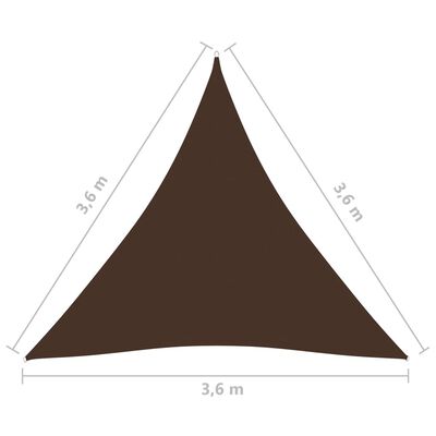 vidaXL Solsegel oxfordtyg trekantigt 3,6x3,6x3,6 m brun