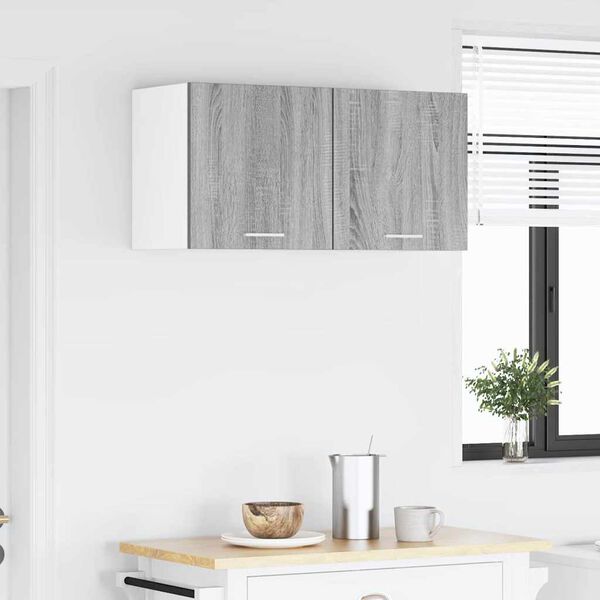 vidaXL H&auml;ngande sk&aring;p med d&ouml;rr 2 pcs Gr&aring; Sonoma och vit 40 x 31 x 40 cm