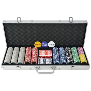 vidaXL Pokerset med 500 laser-marker aluminium