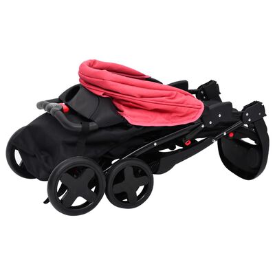 vidaXL Barnvagn 2-i-1 röd och svart stål