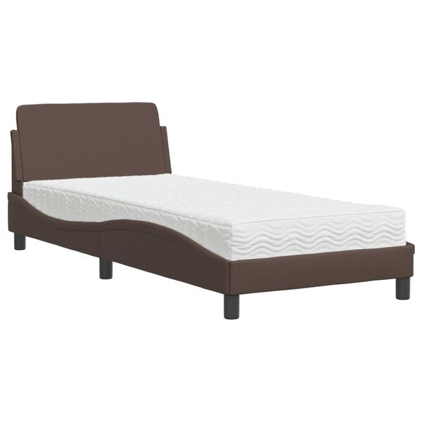 vidaXL Bed with Mattress "Dover" Brown 80x200 cm Faux Leather