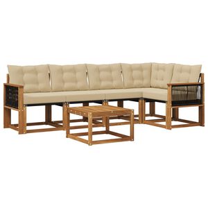 vidaXL Utomhussoffset med kudde 6 pcs Naturlig och Beige