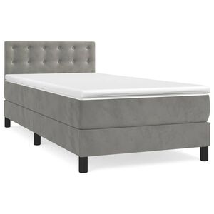 vidaXL Rams&auml;ng med madrass ljusgr&aring; 100x200 cm sammet