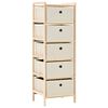 vidaXL F&ouml;rvaringshylla med 5 tygkorgar cedartr&auml; beige