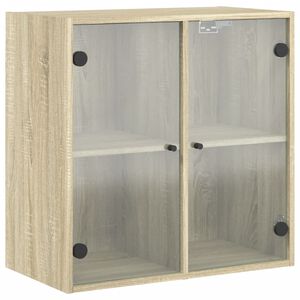 vidaXL Sidosk&aring;p med glasd&ouml;rrar sonoma-ek 68x37x68,5 cm