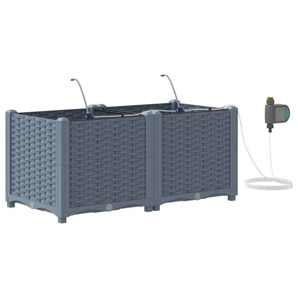 vidaXL Tr&auml;dg&aring;rdsplanterare 2 pcs Ljusgr&aring; St&aring;l