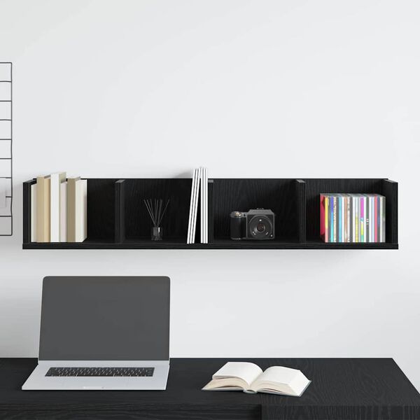 vidaXL Vägg hylla med hylla Svart Ek 100 x 18 x 18 cm Konstruerat trä
