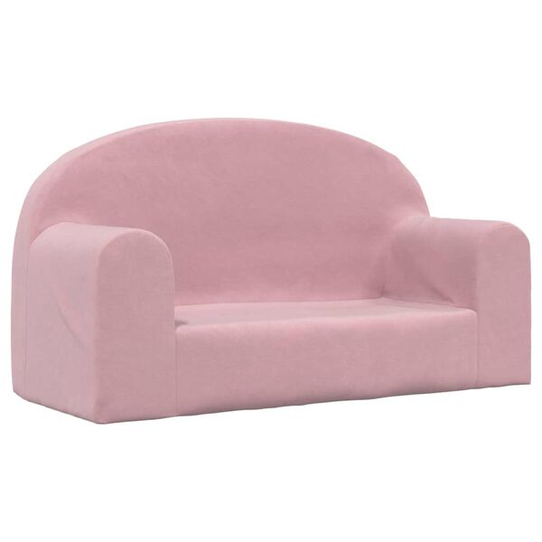 vidaXL Barnsoffa 2-sits rosa mjuk plysch