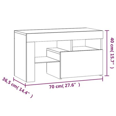 vidaXL Sängbord med LED 2 st vit 70x36,5x40 cm