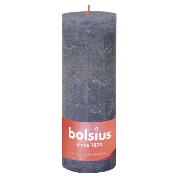Bolsius Rustika blockljus 4-pack 190x68 mm skymningsbl&aring;