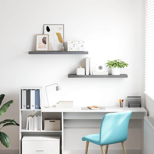 vidaXL Sv&auml;vande v&auml;gghyllor 2 st gr&aring; 90x23,5x3,8 cm MDF