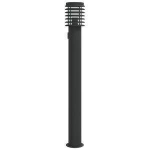vidaXL Utomhusgolvlampa med eluttag svart 110 cm rostfritt st&aring;l