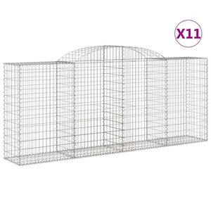 vidaXL Gabioner b&aring;gformade 11 st 300x50x120/140 cm galvaniserat j&auml;rn
