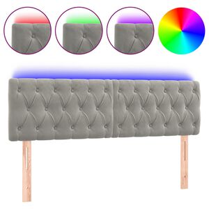vidaXL S&auml;nggavel LED ljusgr&aring; 144x7x78/88 cm sammet
