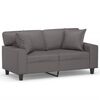 vidaXL 2-sits soffa med prydnadskuddar gr&aring; 120 cm konstl&auml;der