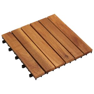 vidaXL Terrassplattor 30 st Brun 30 x 30 cm Akacia H&aring;rdtr&auml;