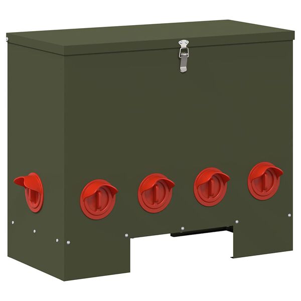 vidaXL H&ouml;nsfodertr&aring;g 2 pcs Olivgr&ouml;n 60,5 x 29 x 51 cm Kallvalsat St&aring;l