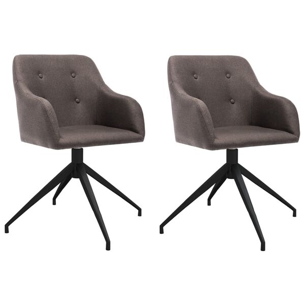 vidaXL Snurrbara matstolar 2 st taupe tyg