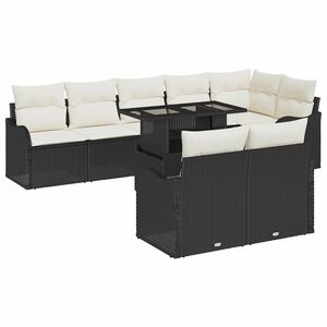 vidaXL Lounge-set med kudde 9 pcs Svart Poly rattan